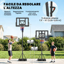 Canestro da Basket Altezza Regolabile 235-305cm in PE Infrangibile Nero      