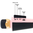 Microfono Karaoke Wireless Speaker Musica Bluetooth con USB per Feste Rosa