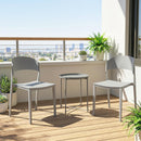 Set 4 Sedie da Giardino Impilabili Struttura in PP Grigio Chiaro      
