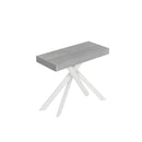 Consolle Allungabile 90-196x40x77 cm Saki Small Premium Cemento Gambe Bianche 
