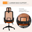 Sedia Poltrona Direzionale da Ufficio 63,5x63x116,5-125,5 cm in Tessuto Arancione