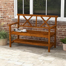 Panchina da Giardino 2 Posti in Legno con Ripiano e Braccioli 125x58x88cm Legno