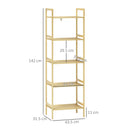 Scaffale Bagno 43,5x31,5x142 cm  a 5 Ripiani Regolabili in Bambù   