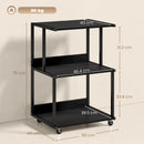Mobile Supporto Stampante 3 livelli 50x40x75 cm con Ruote e Ripiani in Metallo Nero      