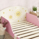 Letto Basso per Bambini 3-8 Anni 150x77x60 cm con Spazio Contenitore e Sponde Laterali in MDF Rosa  