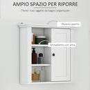 Mobiletto da Parete Salvaspazio 4 Ripiani Anta in Legno Bianco 53x14.5x50.5 cm
