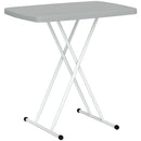Tavolino da Giardino Pieghevole 76x50x74 cm ad Altezza Regolabile in Metallo e HDPE Grigio Scuro      