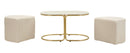 Tavolo da Caffè con 2 Puff Relax 79x45x44 cm in Pino e MDF e Spugna e Poliestere e Metallo      