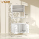 Credenza Cucina Mobile Dispensa 80x42x171 cm in Legno e Acciaio Bianco  