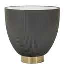 Tavolino da Caffè Elge Ø46x45 cm in Ferro e Ceramica e Poliestere Grigio e Oro e Bianco      