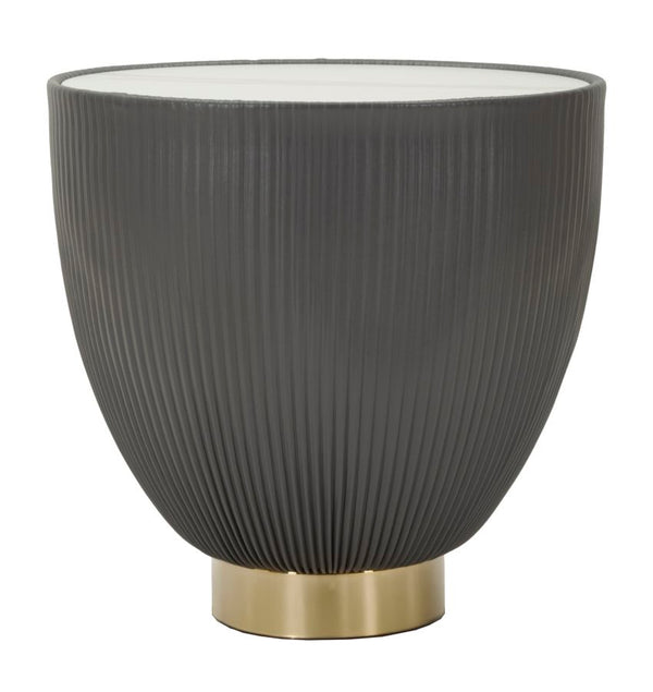 Tavolino da Caffè Elge Ø46x45 cm in Ferro e Ceramica e Poliestere Grigio e Oro e Bianco prezzo