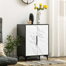Mobile Multiuso 2 Ante 60x41,5x80 cm in MDF e Acciaio Nero e Bianco