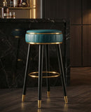 Sgabello Bar London Verde Ø38x75 cm in Pino e MDF e Spugna e Metallo e PU      