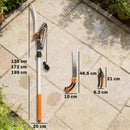 Set 3 Pezzi con Seghetto Manuale 2-in-1 con Asta Telescopica da 2-3 m Sega da Potatura e Forbice Arancione      