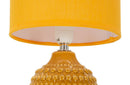 Lampada da Comodino Points Ocra Ø15x30,5 cm in Ceramica e Ferro e Tessuto Senape      