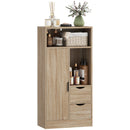 Mobile Bagno Salvaspazio Slim 50x25x100 cm con Armadietto e Cassetti in Truciolare Color Legno 