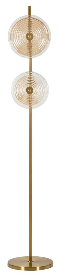 Lampada da Terra Venice Ø30x170 cm in Vetro e Ferro Oro e Naturale e Marrone acquista