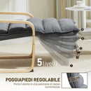 Poltrona Relax con Poggiapiedi Regolabile in Legno con Rivestimento in Velluto Grigio Scuro   