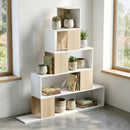 Libreria Moderna 120x22x131,5 cm a 5 Ripiani con Design a Gradini Bianco e Legno      