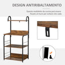 Mobile Cucina 4 Ripiani 60x40x125 cm in Acciaio e Legno