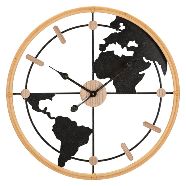 Orologio da Muro World New 60x5x60 cm in Ferro e MDF Marrone e Nero acquista