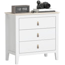 Cassettiera per Camera da Letto a 3 Cassetti 80x40x78,5 cm con Maniglie in Finta Pelle in Legno Bianco  