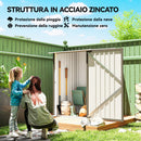 Casetta da Giardino Porta Attrezzi 100x104x160 cm con Porta in Acciaio Galvanizzato Marrone e Bianco      