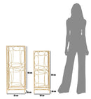 Porta Telefono Bubbles Coppia 35x35x90-30x30x80 cm in Ferro e Specchio Oro e Argento