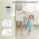 Consolle Trucco con Cassetti Specchio e Sgabello con Vano Contenitore in Truciolato Bianco    