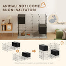 Gabbia Recinto per Piccoli Roditori Modulabile con Cassette Rialzate Nero  