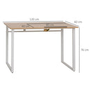 Scrivania da Ufficio con Piano Inclinabile 120x60x76 cm in Acciaio e MDF  Bianca