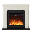Camino Elettrico da Pavimento 107,2x95,2x24,5 cm Effetto Fiamma 1500W Sined Siena Bianco Crema
