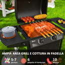 Barbecue a Gas con 3 Bruciatori Indipendenti 108x54x97 cm Coperchio con Termometro Nero   