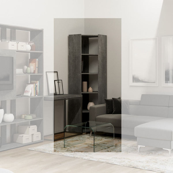 sconto Libreria Angolare Moderna 5 Ripiani 60,3x60,3x205 cm in nobilitato Cemento