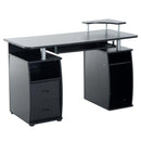 Scrivania da Ufficio Porta PC con Ripiani Tastiera Nero 120x55x85 cm 