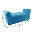 Panca Scendiletto 120x39x55 cm con Brillantini in Tessuto Effetto Velluto Blu