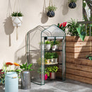 Mini Serra da Giardino 59x39x127 cm con Copertura 3 Ripiani e Porta Avvolgibile in PE Trasparente      