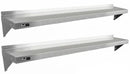 Set 2 Mensole a Muro 194x30 cm per Cucine di Ristoranti Pizzerie in Acciaio Inox