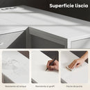 Scrivania Angolare 126x48x80 cm a 6 Cassetti con Gancio Laterale e Prese Integrate in Legno e Acciaio Bianco      
