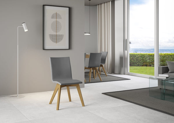Sedia 52x52x87 cm Trudy gambe quercia in Similpelle Grigio online