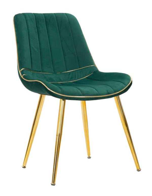 online Set 2 Sedie Imbottite 51x59x79 cm in Poliestere Paris Verde e Oro