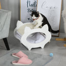 Cuccia per Gatti in Legno 45,5x32,5x34,5 cm con Tiragraffi  Bianco