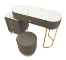 Toeletta Sharon Grigia con Puff 120x40x75 cm in Pino e MDF e Metallo e Plastica      