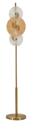 Lampada da Terra Osaka 30x30x164 cm in Ferro e Vetro Oro e Marrone e Trasparente      