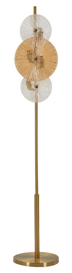 sconto Lampada da Terra Osaka 30x30x164 cm in Ferro e Vetro Oro e Marrone e Trasparente