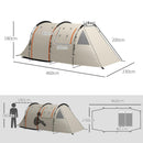 Tenda da Campeggio 4-5 Persone con Copertura Oscurante 460x230x180 cm Impermeabile con Borsa di Trasporto in Poliestere Cachi