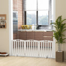 Cancellino per Cani Pieghevole 155x30x61 cm a 3 Pannelli con 2 Supporti in Legno Bianco      