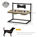 Ciotole per Cani Rialzate 58x32x50 cm in Legno e Acciaio Nero