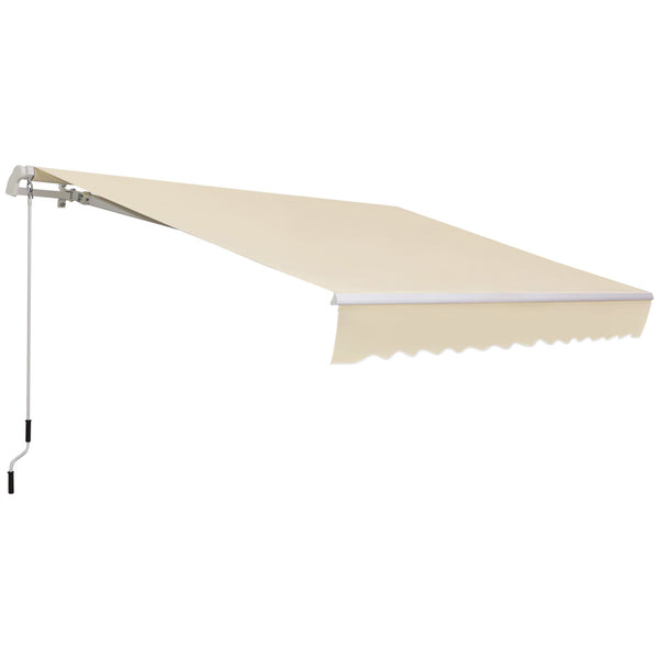 acquista Tenda da Sole per Esterno Avvolgibile a Bracci 350x250 cm con Apertura a Manovella Crema