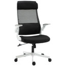 Sedia Poltrona Direzionale da Ufficio 77x75x115-125 cm in Tessuto a Rete Poliestere Nera e Bianca